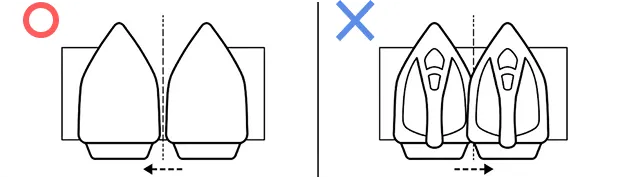 できるだけアイロンは重ねない